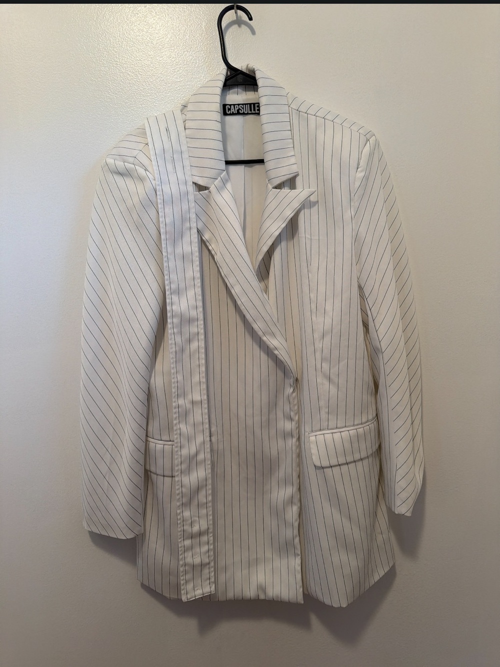 Dolls Kill x Capsulle White Pinstripe Blazer Jacket